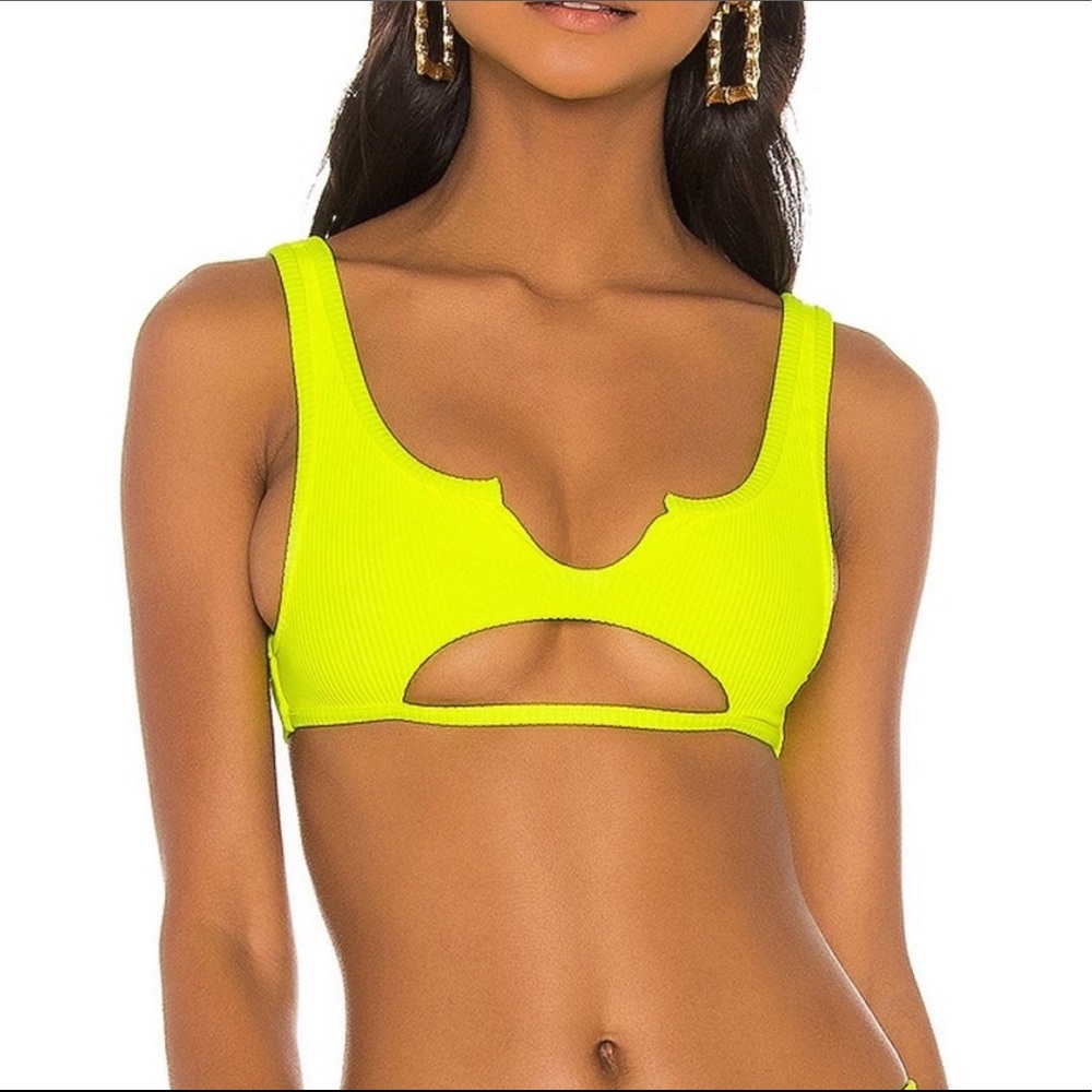 Frankies Bikinis Cole Ribbed Top in Lemon Drop